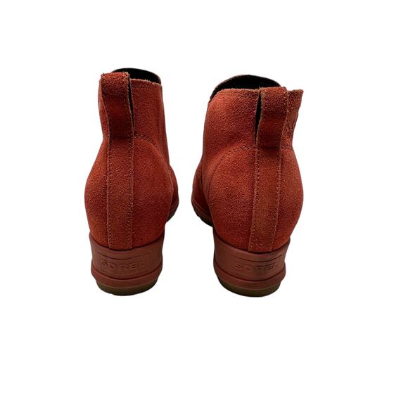 Sorel Evie Booties Boots Pull-On Wedge Heel  Waterproof Suede Red Size US 8 - Picture 10 of 13
